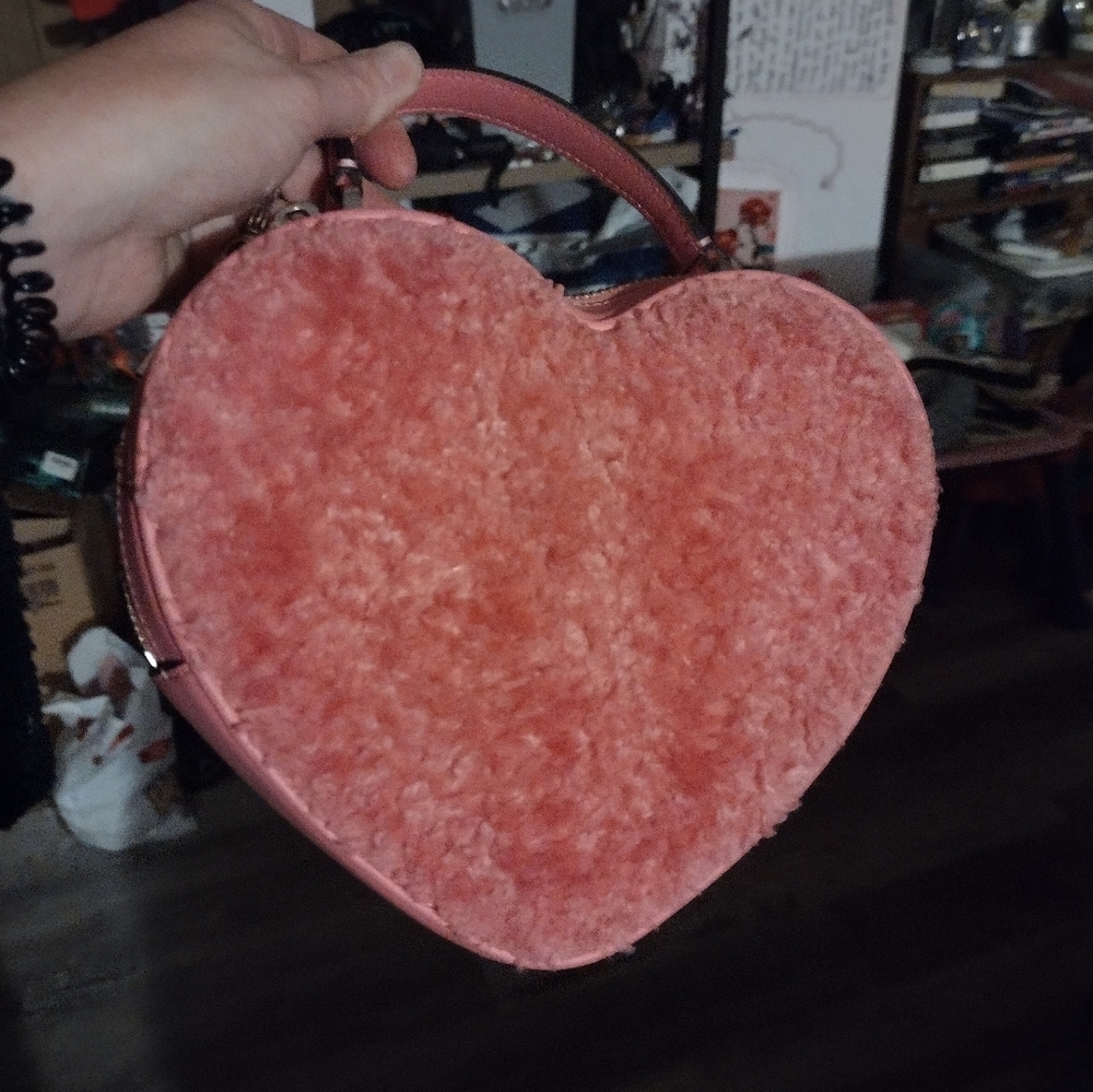 Kate Spade Love Shack Pink Heart Fur Bag
